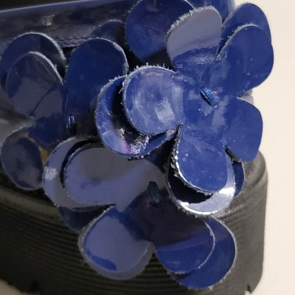 MSGM BLUE PATENT FLORAL LOAFERS Made in Italy SZ 38 - Picture 5 of 16